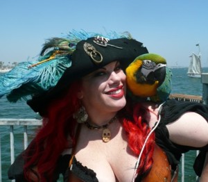lady pirate with parrot Scarlet Harlot
