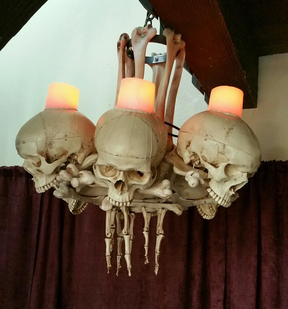 skeletons in haunted house