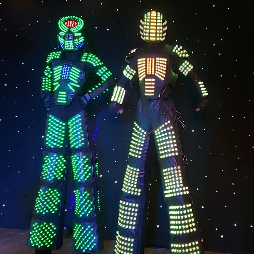 Dancing LED Robots for hire for your party or event