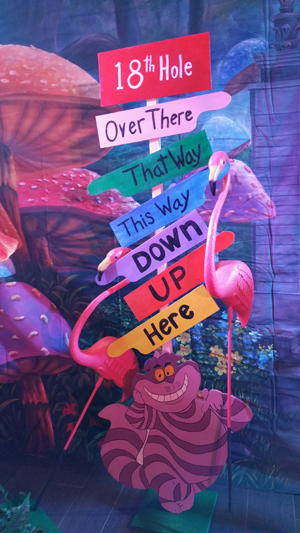 Alice in Wonderland props for rent, crazy sign