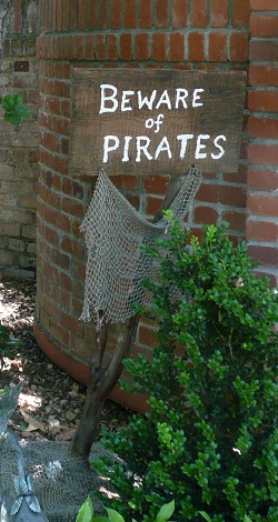 Beware of Pirates sign - pirate props for rent