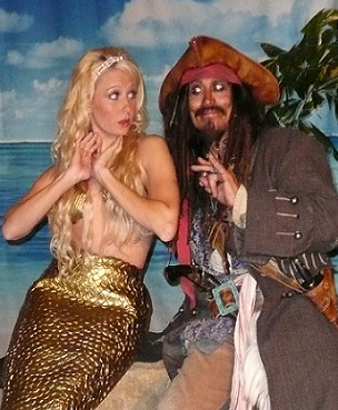 pirate character and mermaid character foir hire for children's parties and adult parties and events